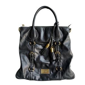 Badgley Mischka Leather Tote - Black Leather - Gold Hardware - medium size